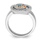 Sterling Silver Rhodium-plated Multi-gemstone w/Halo 2 Ring Set