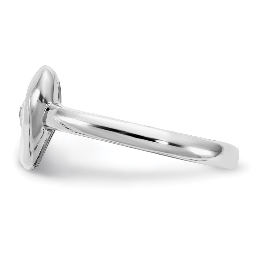 Sterling Silver RH-plated Rose Gold-plated Polished Satin Diamond Heart Rin