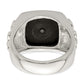 Sterling Silver .03Ruby/Black Agate Fleur de Lis Ring