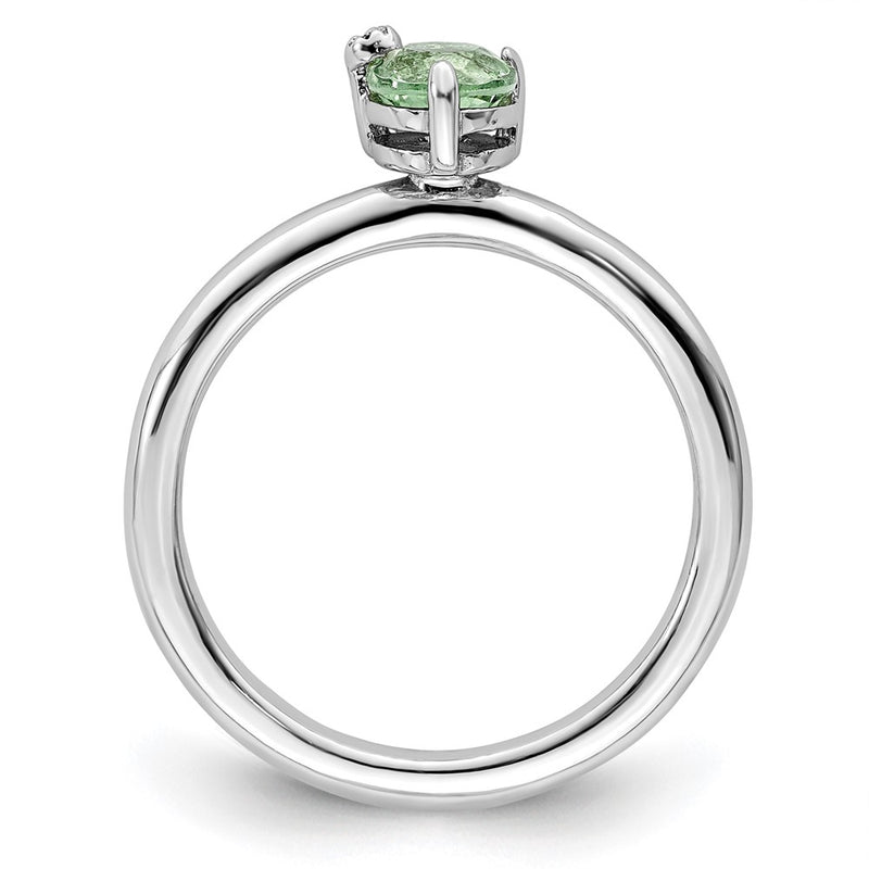 Sterling Silver Rhodium-plated Polished Green Quartz & White Topaz Ring