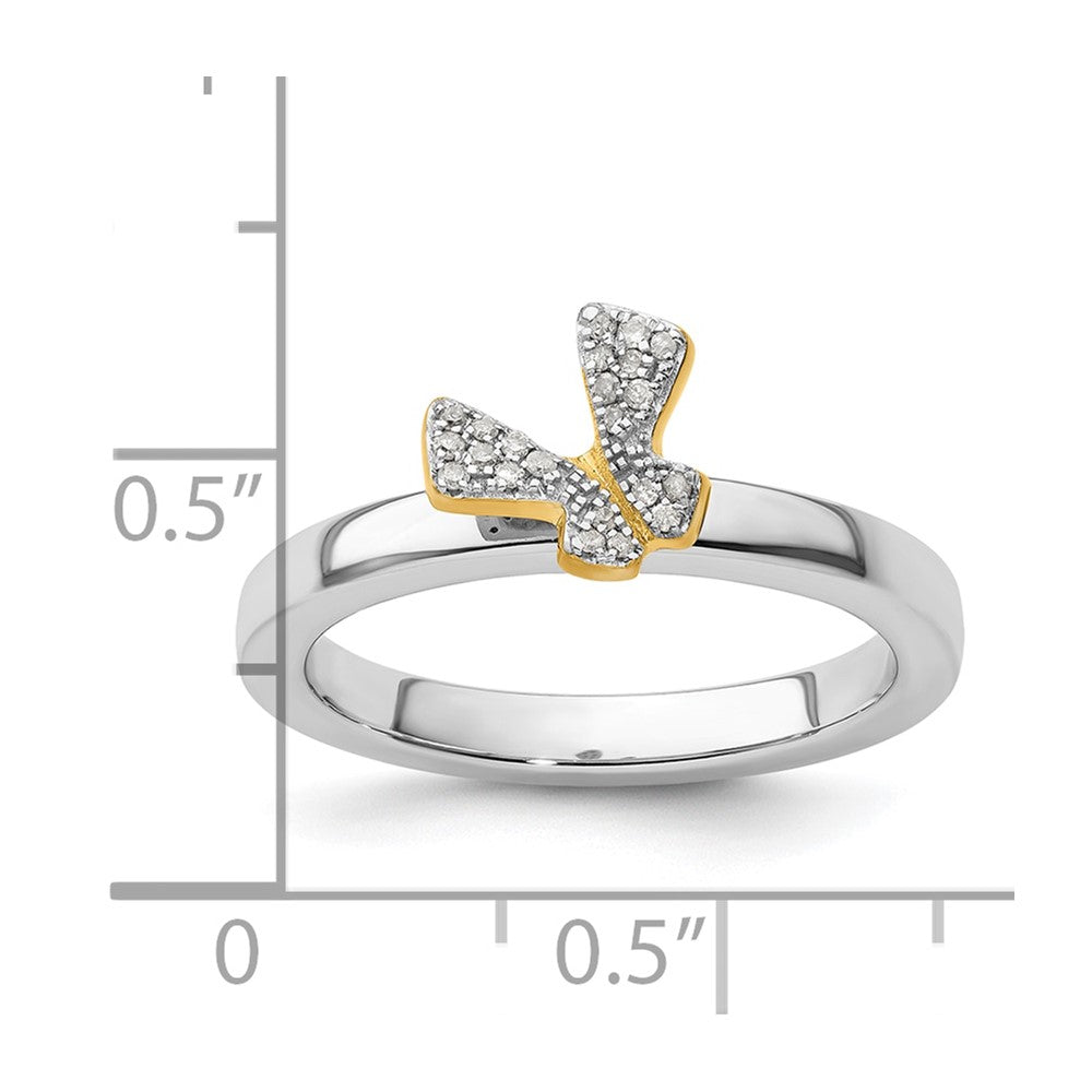 Sterling Silver Stackable Expressions Gold-plate Butterfly Diamond Ring