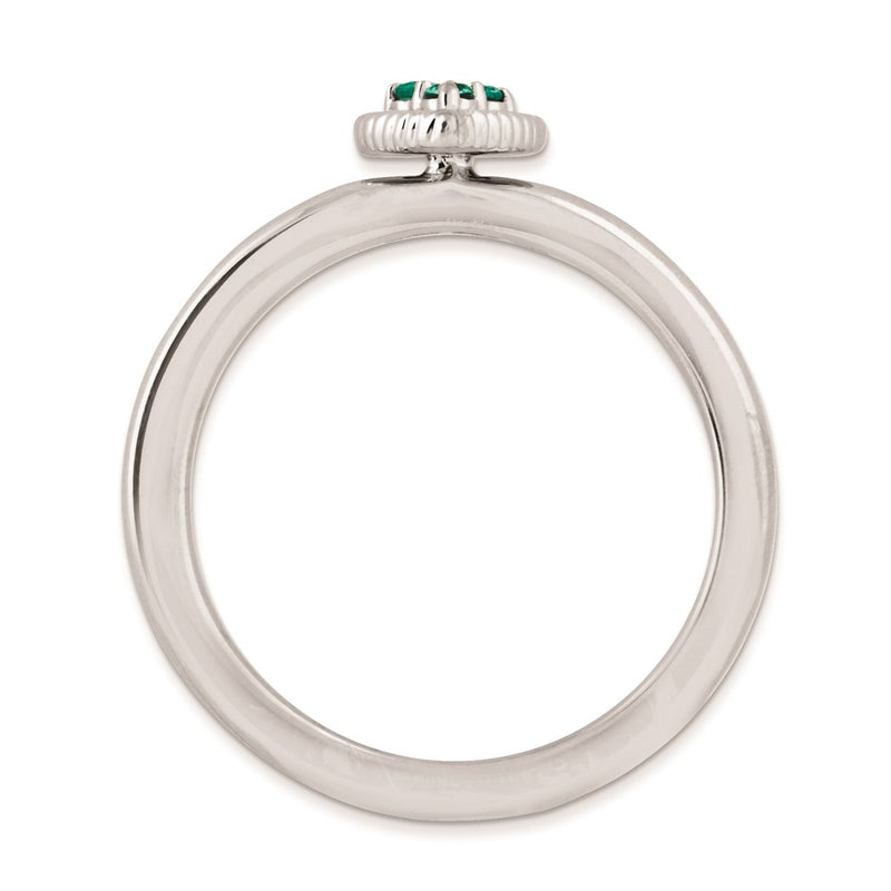 Sterling Silver Stackable Expressions Heart w/Created Emerald Ring