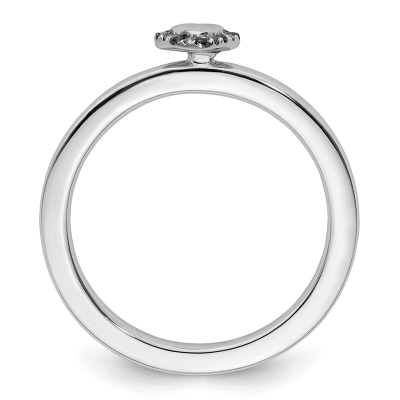 Sterling Silver Stackable Expressions Heart w/Black & White Diamond Ring