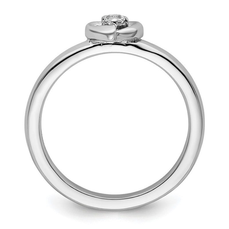 Sterling Silver Stackable Expressions White Topaz Heart Ring