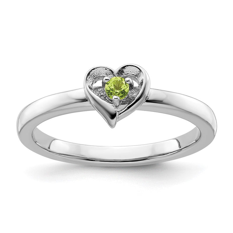 Sterling Silver Stackable Expressions Peridot Heart Ring