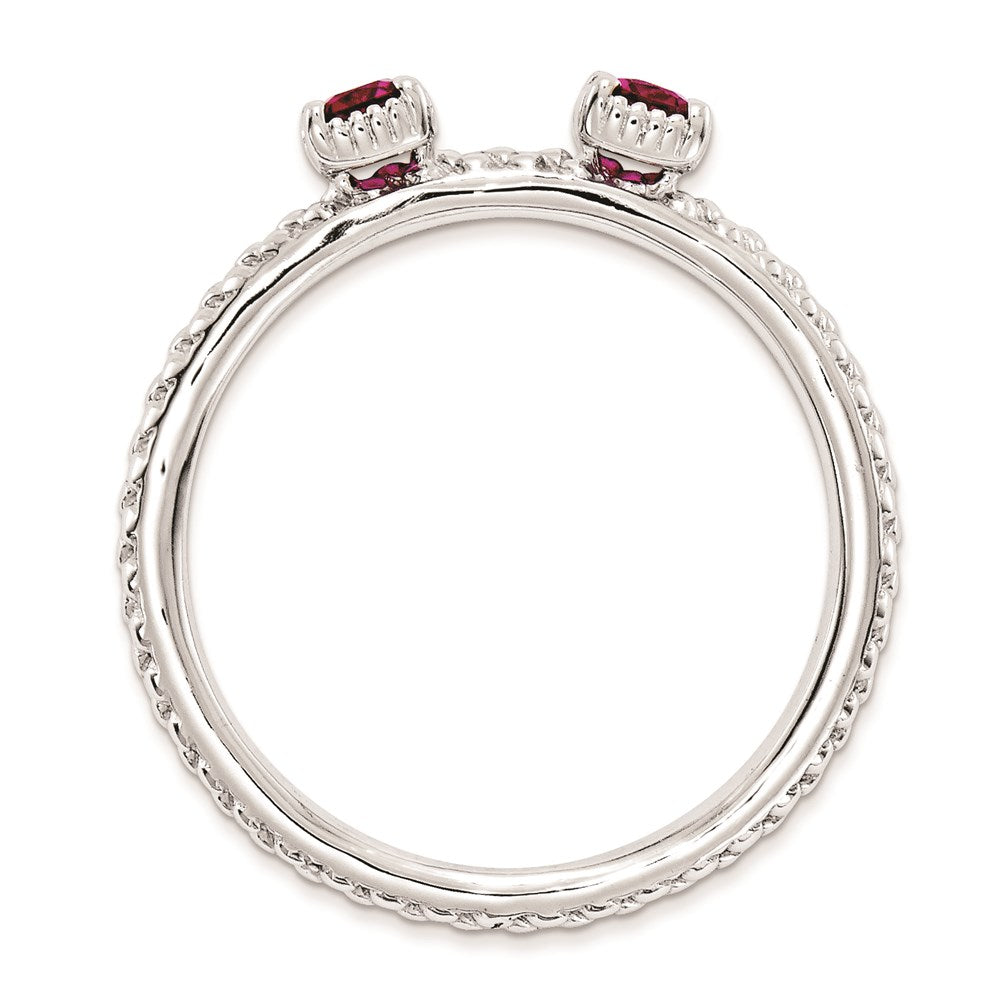 Sterling Silver Stackable Expressions Created Ruby Two Stone Ring