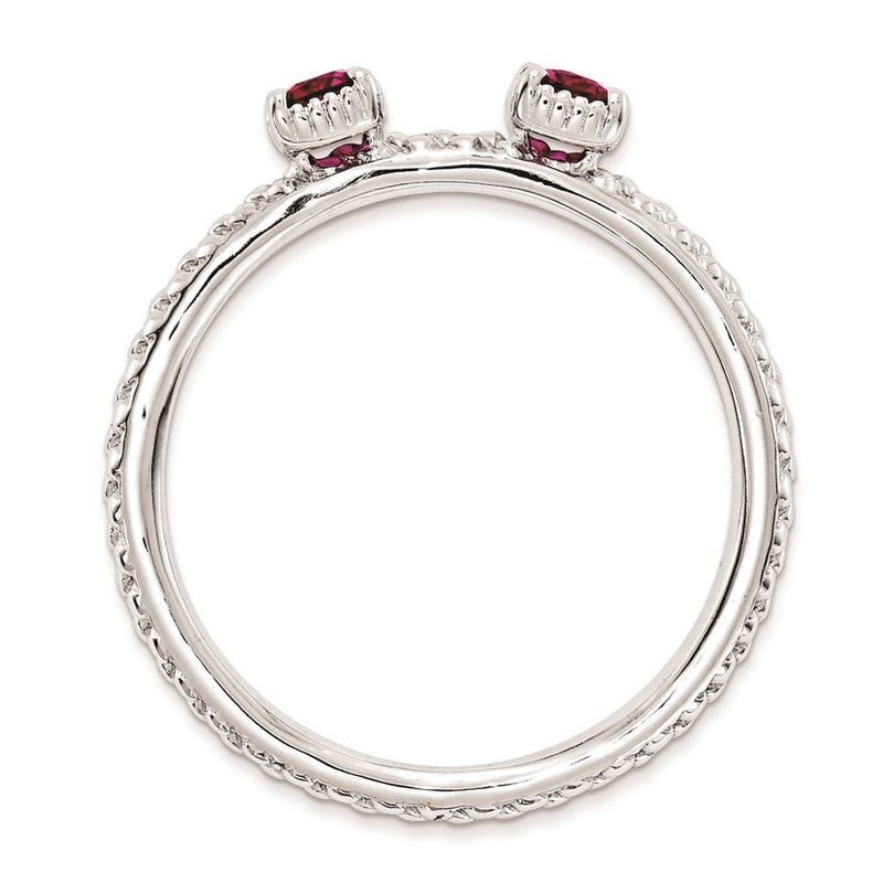 Sterling Silver Stackable Expressions Created Ruby Two Stone Ring