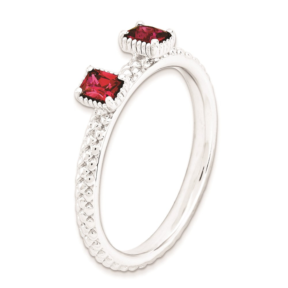 Sterling Silver Stackable Expressions Created Ruby Two Stone Ring
