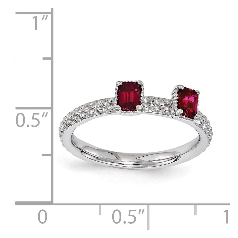 Sterling Silver Stackable Expressions Created Ruby Two Stone Ring