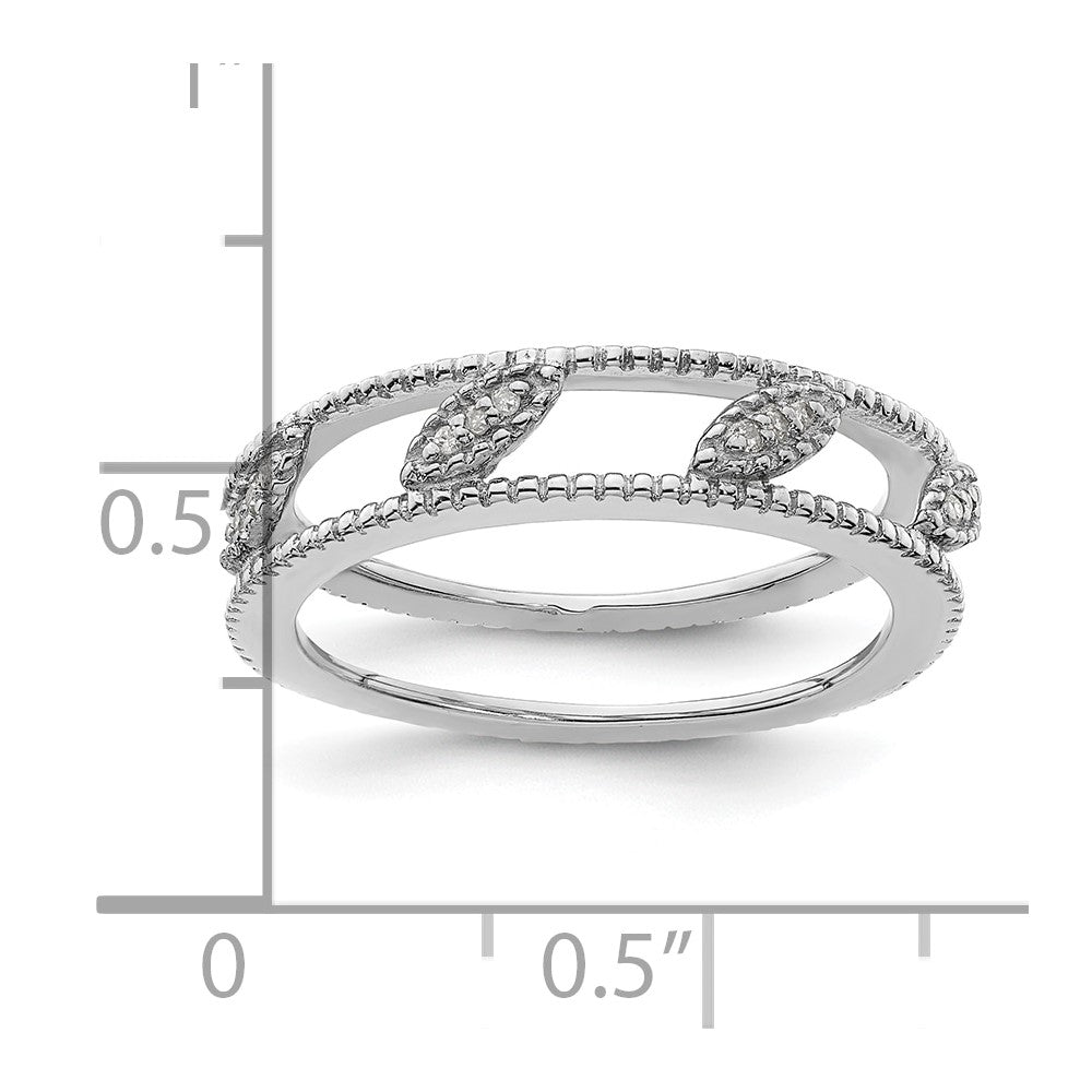 Sterling Silver Stackable Expressions Rhodium-plated Diamond Jacket Ring