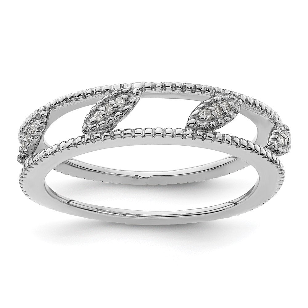 Sterling Silver Stackable Expressions Rhodium-plated Diamond Jacket Ring