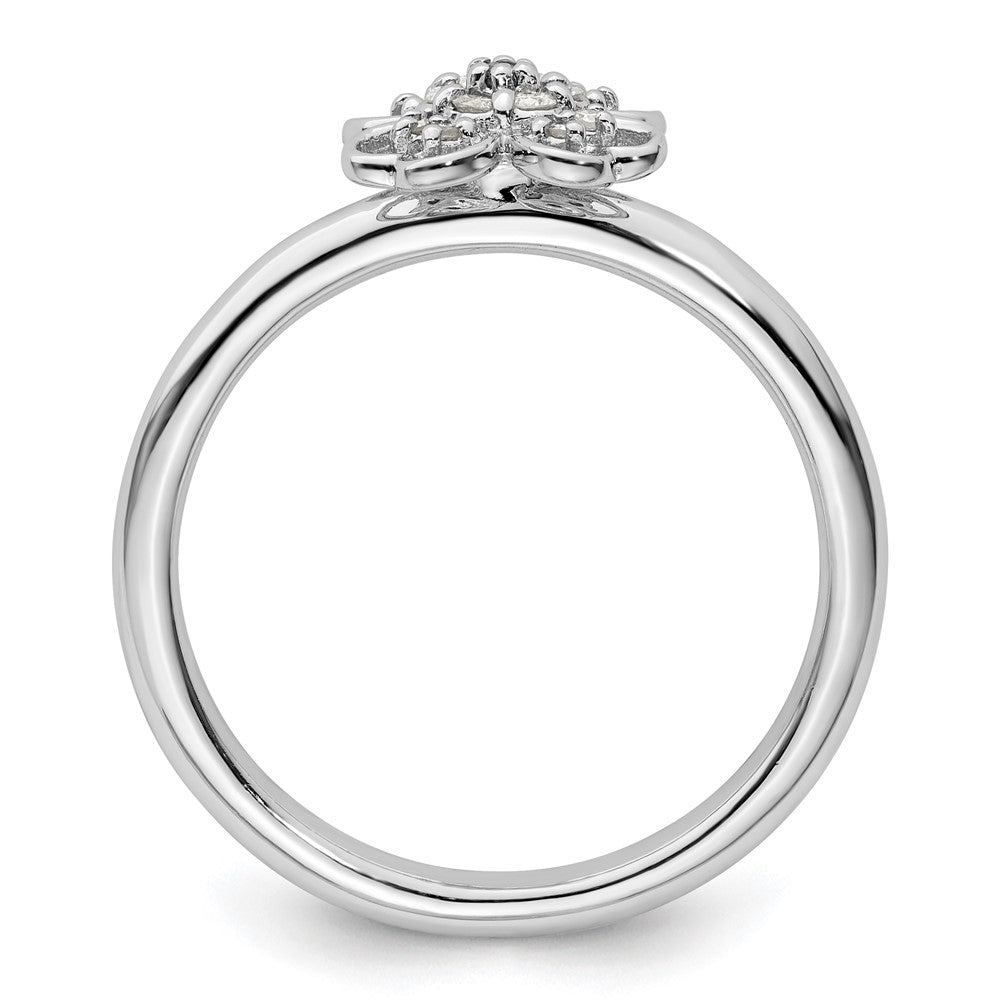 Sterling Silver Stackable Expressions Diamond Flower Ring