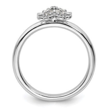 Sterling Silver Stackable Expressions Diamond Flower Ring