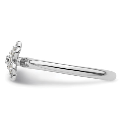 Sterling Silver Stackable Expressions Diamond Flower Ring
