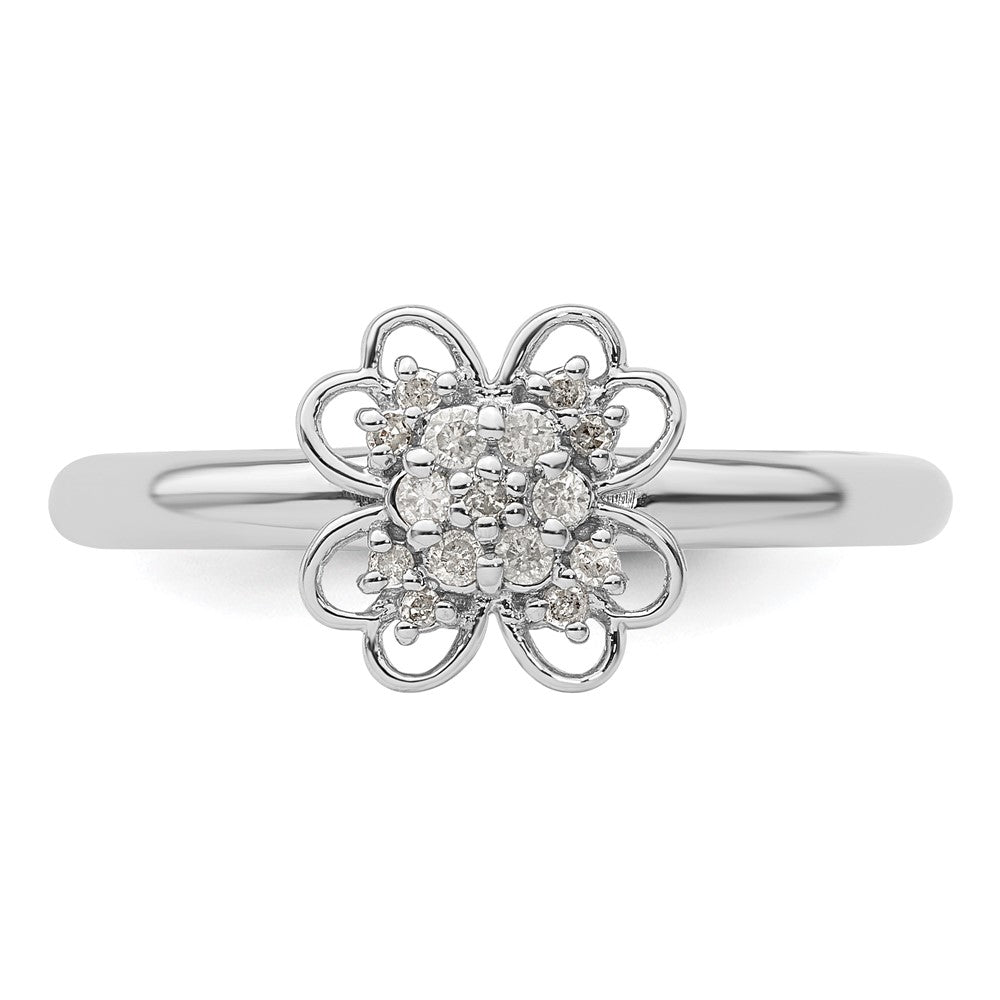 Sterling Silver Stackable Expressions Diamond Flower Ring