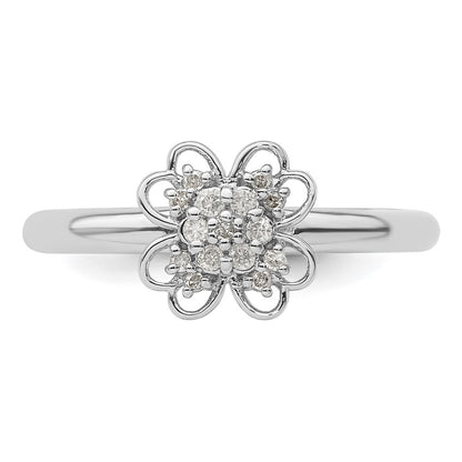 Sterling Silver Stackable Expressions Diamond Flower Ring