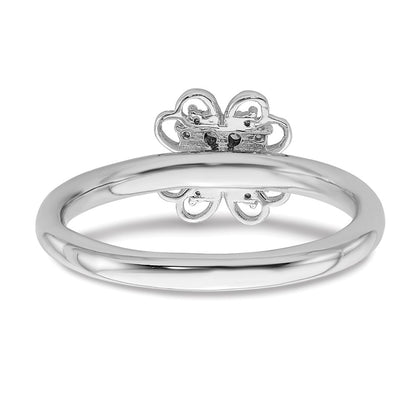 Sterling Silver Stackable Expressions Diamond Flower Ring