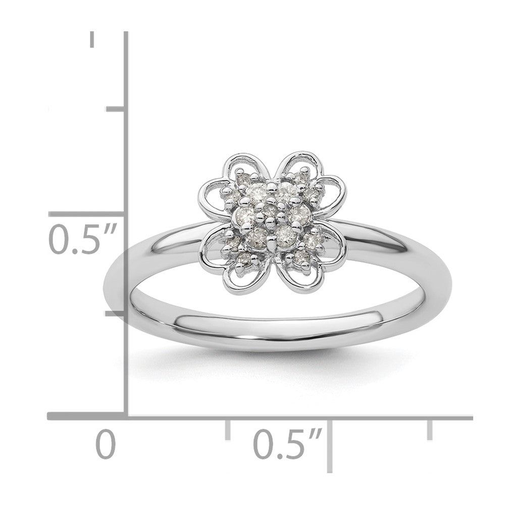 Sterling Silver Stackable Expressions Diamond Flower Ring
