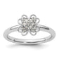 Sterling Silver Stackable Expressions Diamond Flower Ring