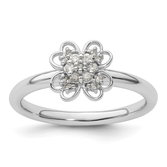 Sterling Silver Stackable Expressions Diamond Flower Ring