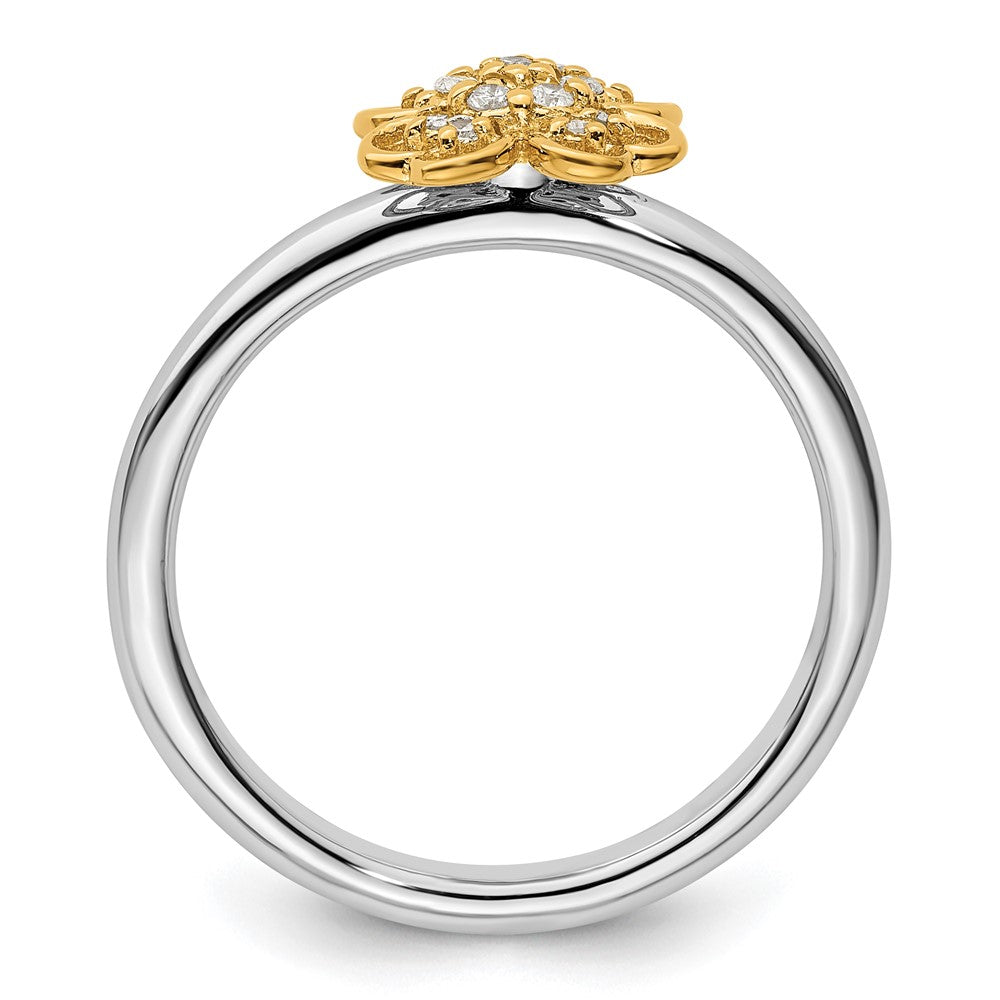 Sterling Silver & Gold Plated Stackable Expressions Dia. Flower Ring