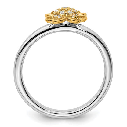 Sterling Silver & Gold Plated Stackable Expressions Dia. Flower Ring