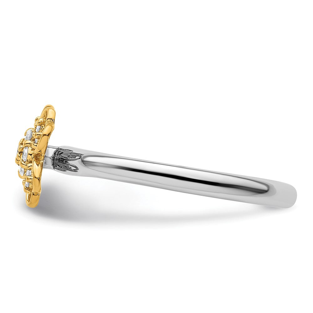 Sterling Silver & Gold Plated Stackable Expressions Dia. Flower Ring