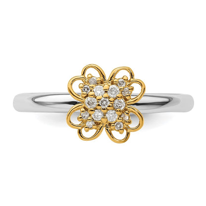 Sterling Silver & Gold Plated Stackable Expressions Dia. Flower Ring