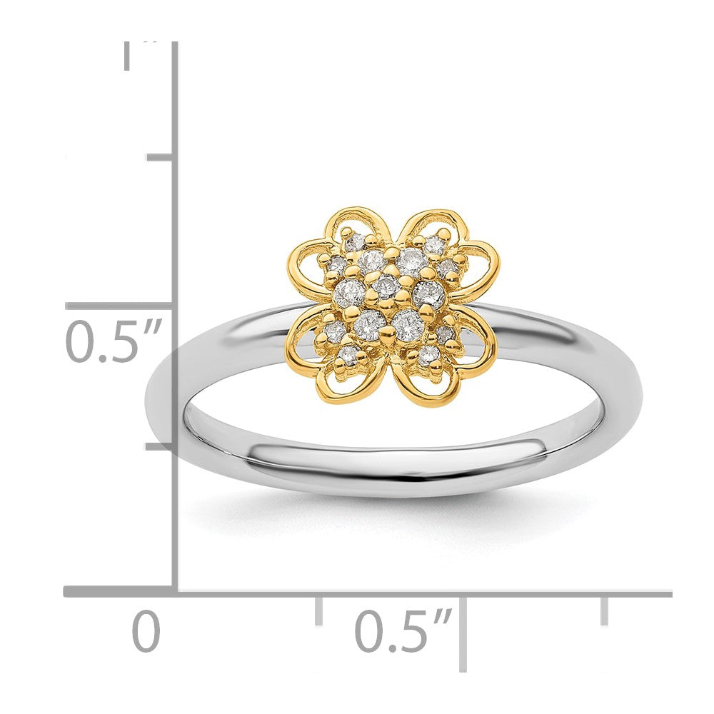 Sterling Silver & Gold Plated Stackable Expressions Dia. Flower Ring
