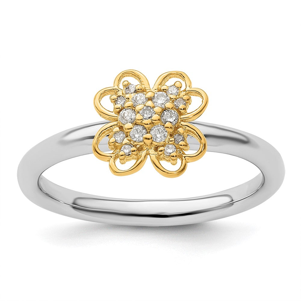Sterling Silver & Gold Plated Stackable Expressions Dia. Flower Ring