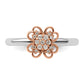 Sterling Silver & Rose Plated Stackable Expression Dia. Flower Ring