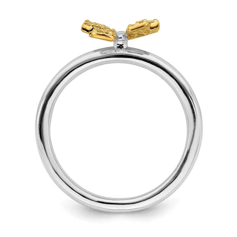 Sterling Silver & Gold Plated Stackable Expression Dia. Butterfly Ring