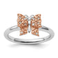 Sterling Silver & Rose Plated Stackable Expression Dia. Butterfly Ring