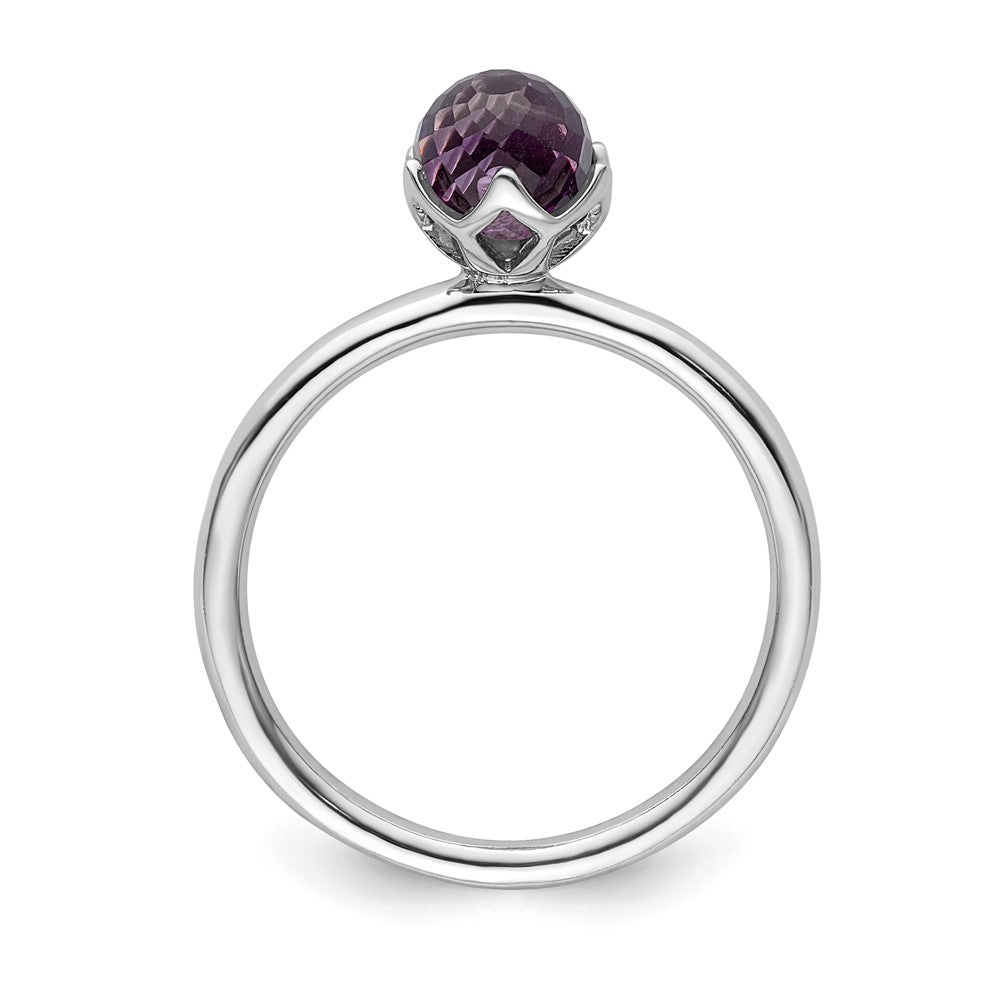 Sterling Silver Stackable Expressions Amethyst Briolette Ring
