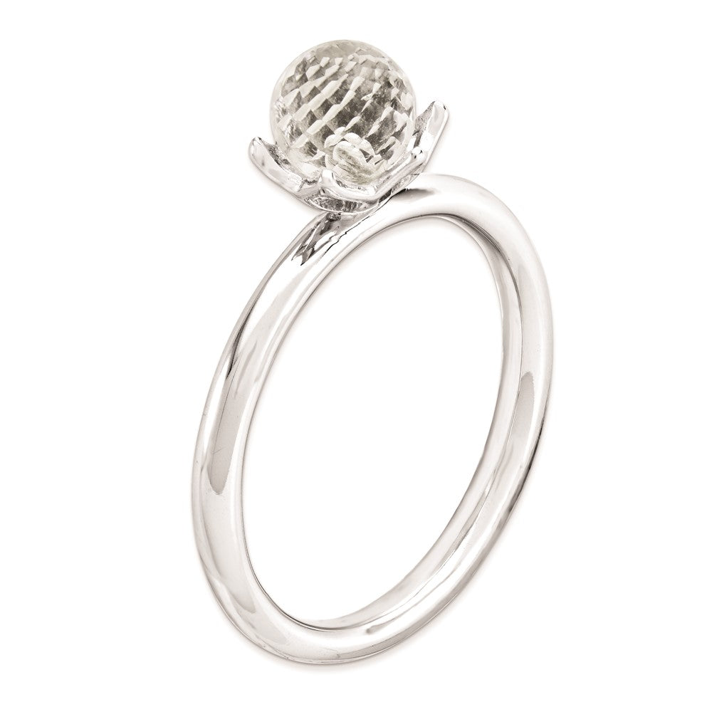 Sterling Silver Stackable Expressions White Topaz Briolette Ring