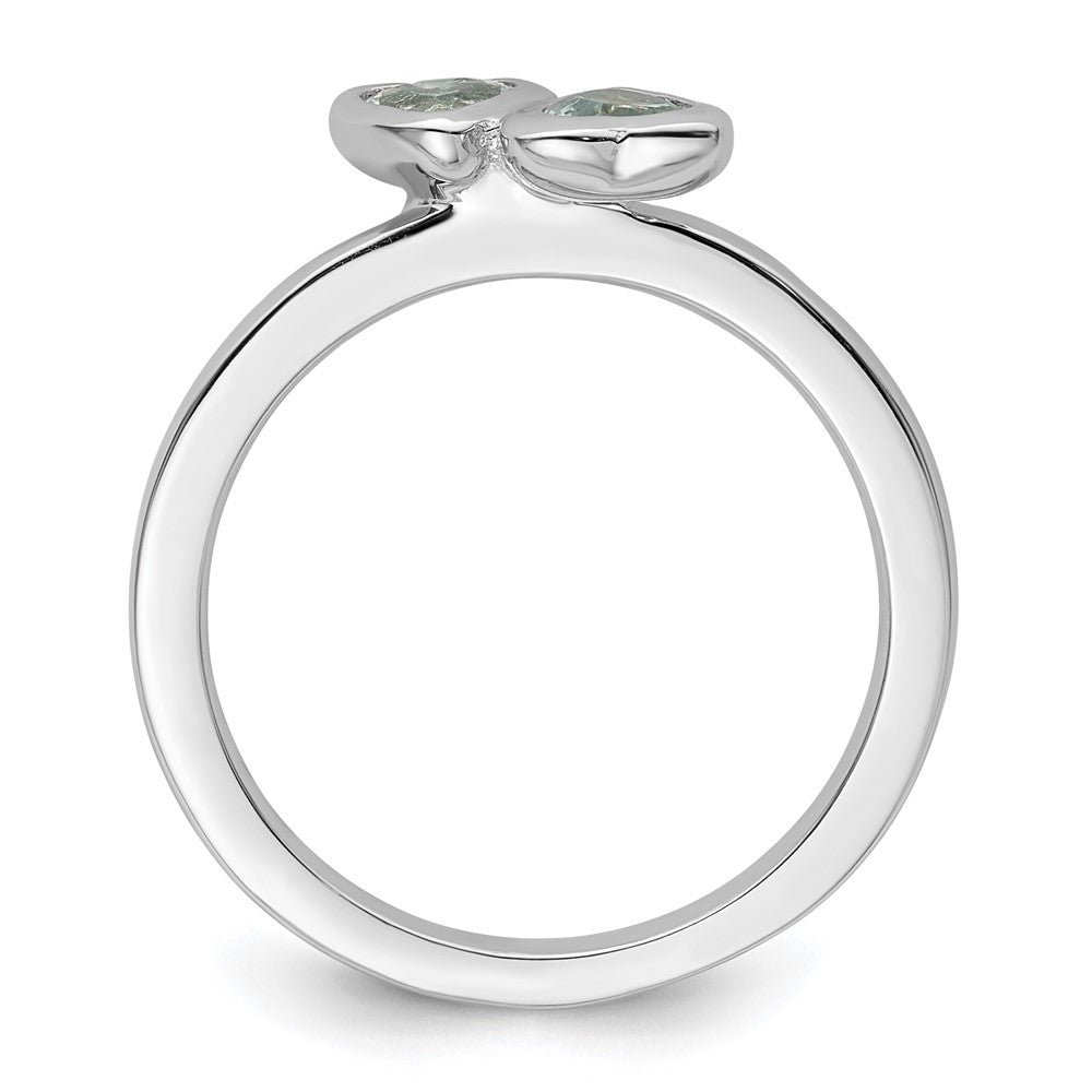 Sterling Silver Stackable Expressions Aquamarine Double Heart Ring
