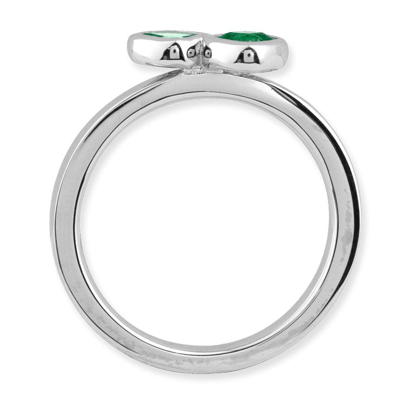 Sterling Silver Stackable Expressions Dbl Cushion Cut Cr. Emerald Ring