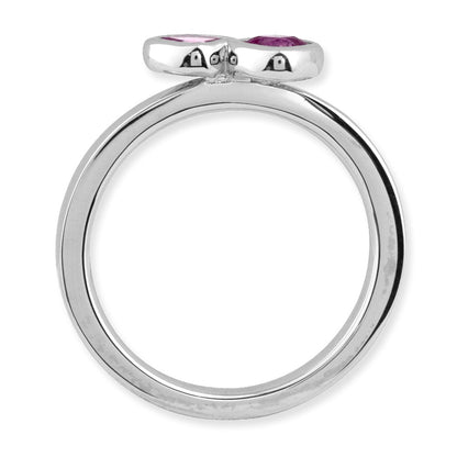 Sterling Silver Stackable Expressions Dbl Cushion Cut Rhodolite Garnet Ring