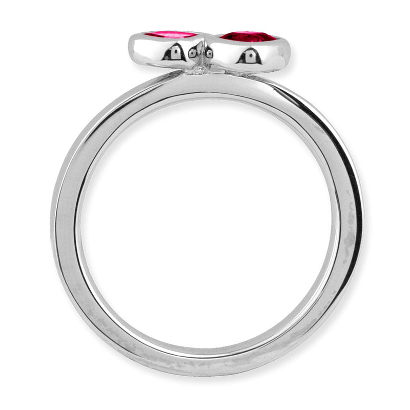Sterling Silver Stackable Expressions Dbl Cushion Cut Cr. Ruby Ring