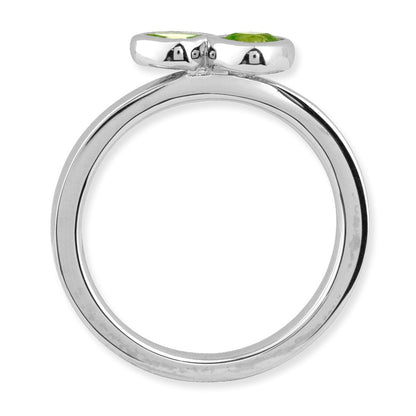 Sterling Silver Stackable Expressions Dbl Cushion Cut Peridot Ring