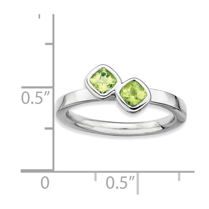 Sterling Silver Stackable Expressions Dbl Cushion Cut Peridot Ring