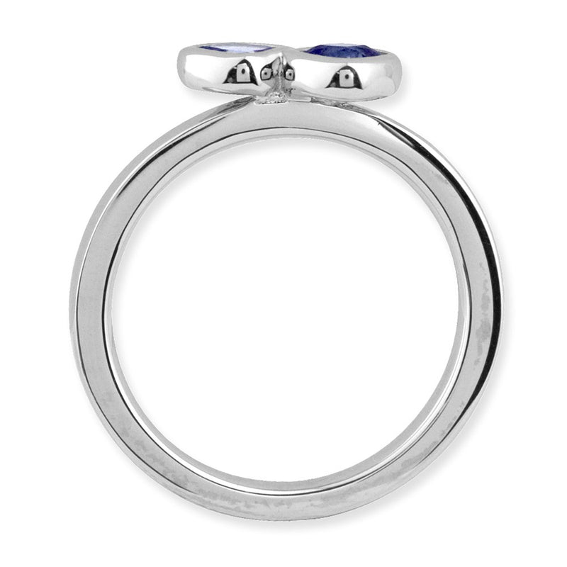 Sterling Silver Stackable Expressions Dbl Cushion Cut Cr. Sapphire Ring