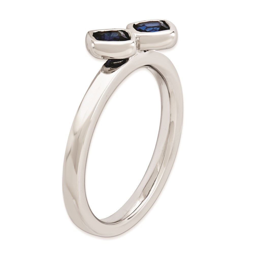 Sterling Silver Stackable Expressions Dbl Cushion Cut Cr. Sapphire Ring