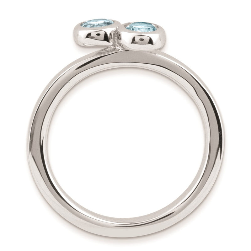 Sterling Silver Stackable Expressions Dbl Round Aquamarine Ring