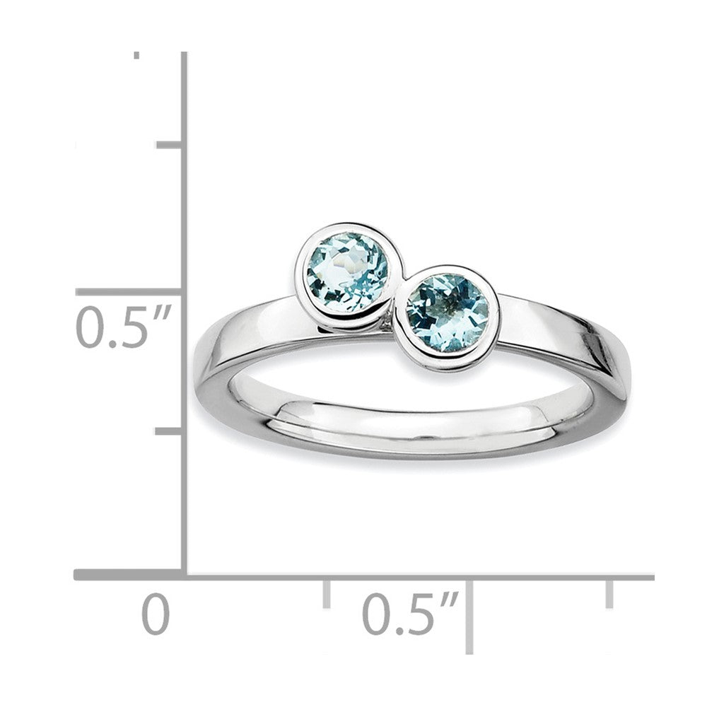 Sterling Silver Stackable Expressions Dbl Round Aquamarine Ring