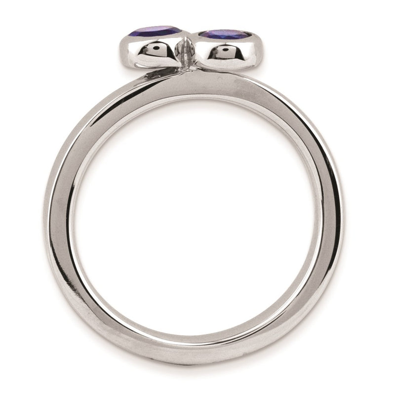 Sterling Silver Stackable Expressions Dbl Round Cr. Sapphire Ring