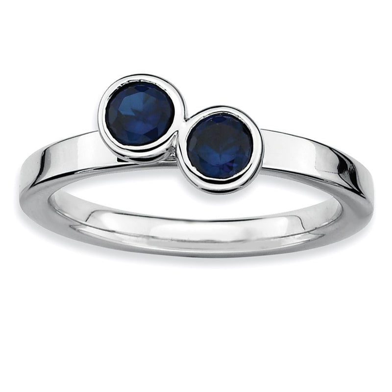 Sterling Silver Stackable Expressions Dbl Round Cr. Sapphire Ring