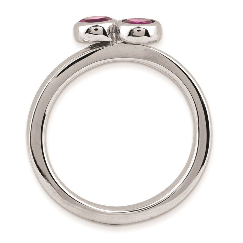 Sterling Silver Stackable Expressions Dbl Round Pink Tourmaline Ring