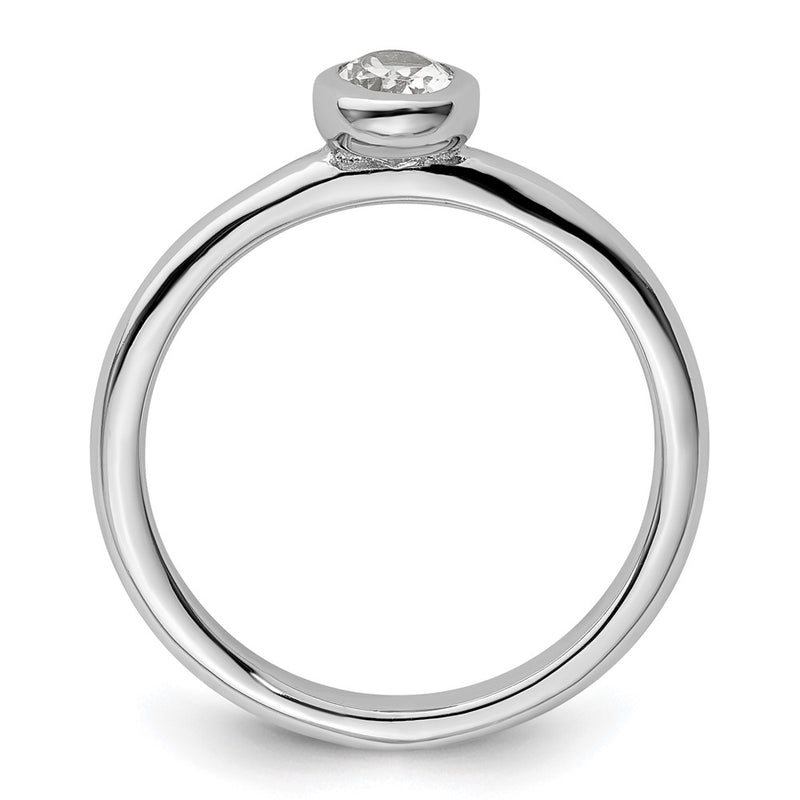 Sterling Silver Stackable Expressions Oval White Topaz Ring