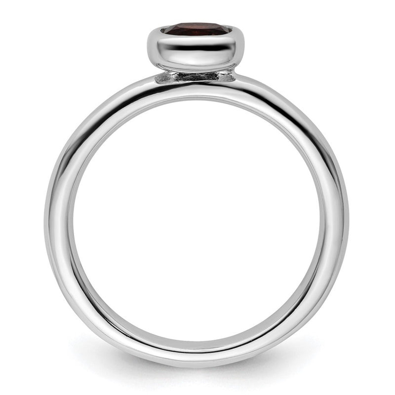 Sterling Silver Stackable Expressions Cushion Cut Garnet Ring